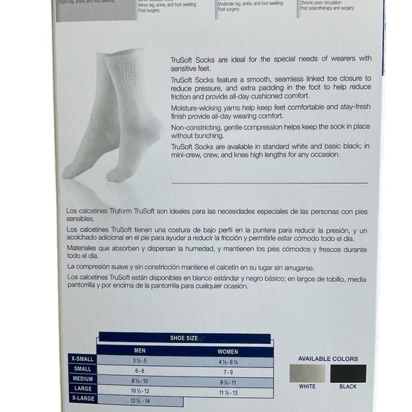 TRUFORM LEG HEALTH TRUSOFT Unisex Diabetic/Arthritis Socks Black Size Large NWT - Picture 3 of 5